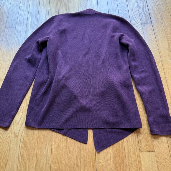 Eileen Fisher Size M Plum Silk Blend Lightweight Open Front Cardigan Sweater - Picture 13 of 13